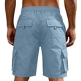 thumbnail image 5 of Domzest Cargo Shorts for Men Elastic Waisted Keen Length Shorts Tactical Cotton Twill with Multi Pockets for Hiking Golf Work Outdoor(No Belt) Light Blue L, 5 of 5