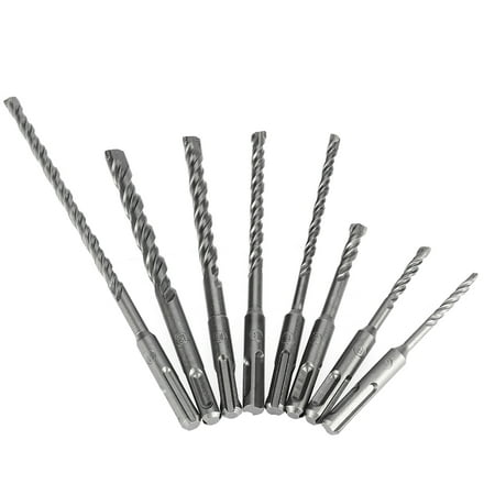 

Htovila 8pcs/set 2 Pits 2 Slots SDS Shank Rotary Hammer Impact Drill Bit Electric Hammer SDS PLUS Drill Bits
