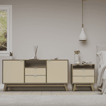 Kappesberg Chicago 2-Piece Light Brown/Cream Modern Living Room & Bedroom Furniture Set with TV Stand and Nightstand