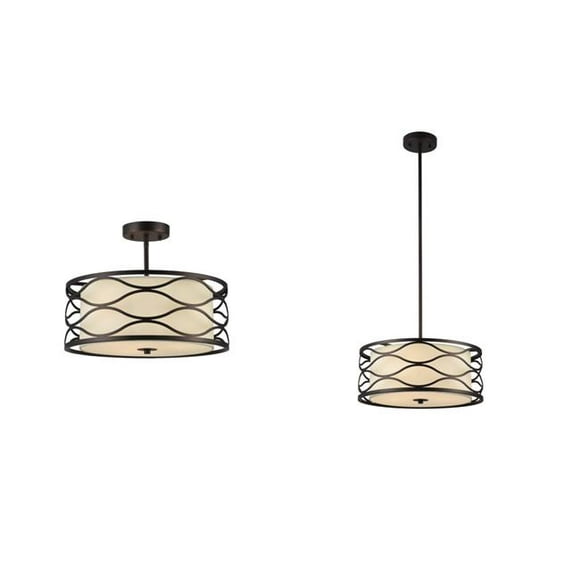 Chloe Lighting CH20028RB16-SF3 16 in. Wide Gwen Transitional 3 Light Rubbed Bronze Semi Flush Ceiling Fixture