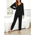 thumbnail image 6 of WQD Womens Pajama Sets 2 Piece Lounge Sets V Neck Long Sleeve Loungewear Comfy Pj Sets Top and Pants Soft Loose Sleepwear for Fall Winter Spring, 6 of 7