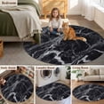 thumbnail image 6 of Abstract Art Round Living Room Rugs 3.3 ft, Dark Black Marble Texture Modern Simple Washable Area Rug with Non-Slip Sturdy Edge Binding Round Front Door Mat Floor Carpet for Entryway, 6 of 9
