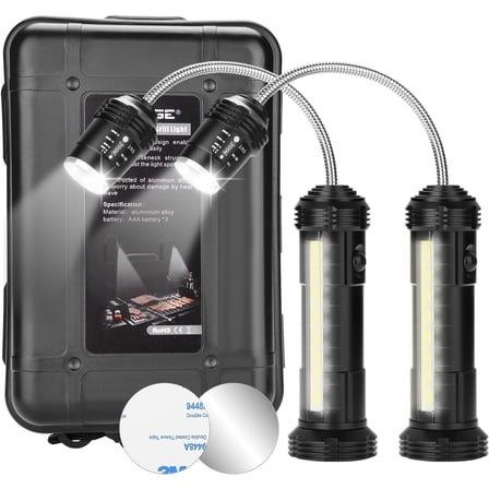 Rechargeable Grill Lights Magnetic Grilling Gifts for Men Dad, Flexible Gooseneck BBQ Light Traeger Pit Boss Smoker Electric Grill Accessories 2 Packs (Battery-Powered)