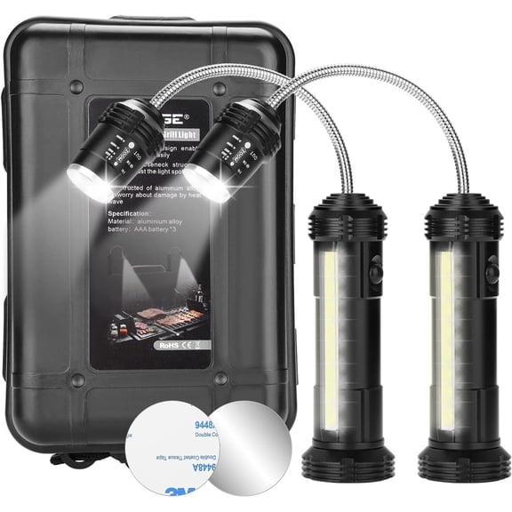Rechargeable Grill Lights Magnetic Grilling Gifts for Men Dad, Flexible Gooseneck BBQ Light Traeger Pit Boss Smoker Electric Grill Accessories 2 Packs (Battery-Powered)