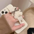 thumbnail image 7 of Compatible with iPhone Case,Cute Kawaii Cartoon Fluffy Furry Bear Wristband Strap Bracelet Chain Camera Lens Protection Shockproof Cover Phone Case (White,iPhone 14), 7 of 7