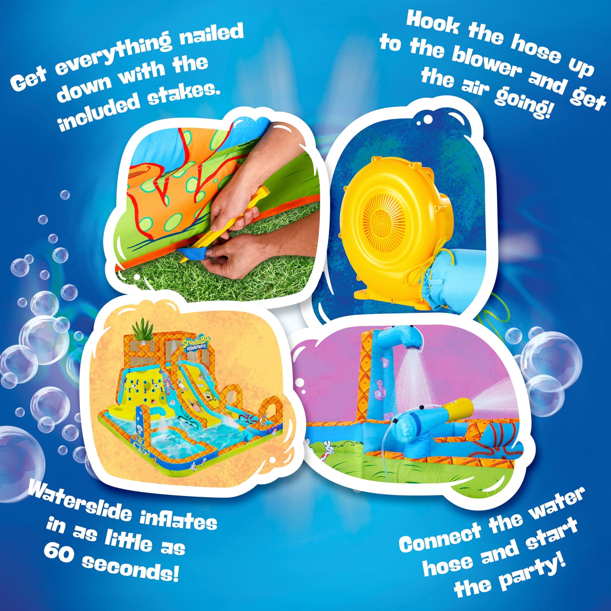Sunny & Fun Fun SpongeBob Water Slide with Climbing Wall & Two Slides