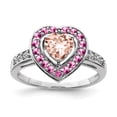 thumbnail image 1 of 925 Sterling Silver Rhodium Morganite Heart Ring, 1 of 2