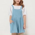 thumbnail image 1 of hengsof Toddler Overalls Shorts Adjustable Shoulder Strap Rompers Summer Casual Style Bib Style Overalls Shorts with Pockets Ages 5-14, 1 of 7