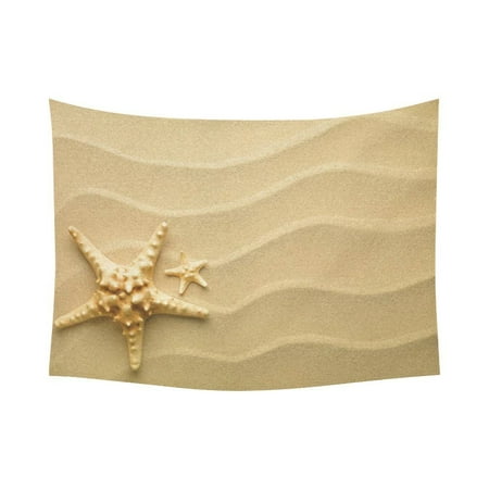 GCKG Yellow Starfish Beach Sand Tapestry Wall Hanging Seaside Seascape Wall Decor Art for Living Room Bedroom Dorm Cotton Linen Decoration 80 x 60