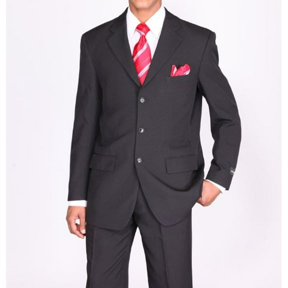 Milano Moda Men's 3 Button Single Breasted Dress Suit 802-Black-42Short-36Pants