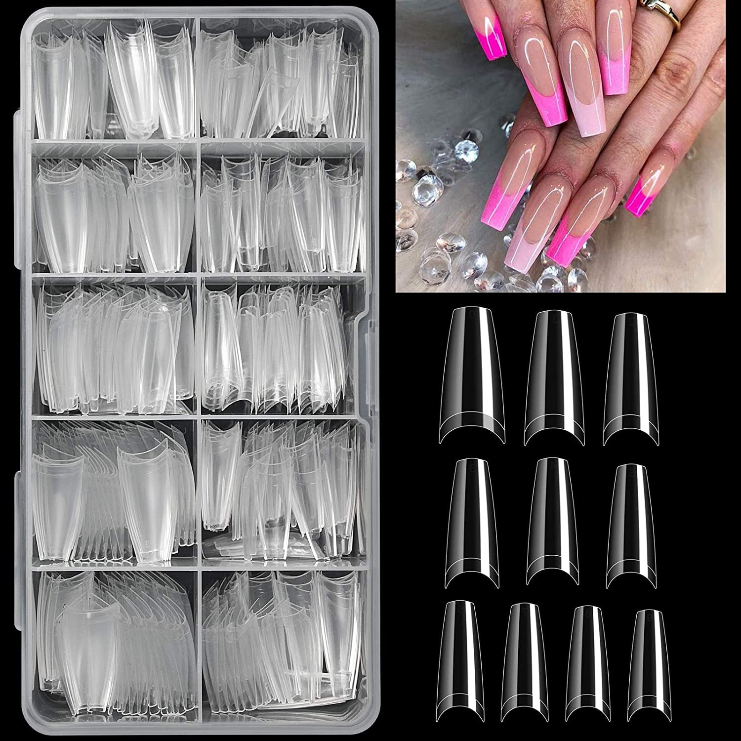 Coffin Shaped Nail Tips Upgrade Coffin Nails Half Cover 500pcs Flake Acrylic Nails French Coffin Long For Finger Clear Walmart Canada