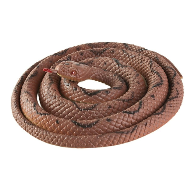 Serpiente de goma realista de 47'', serpiente falsa, decoración para accesorios de jardín, Día de los Inocentes. marrón