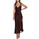 thumbnail image 1 of Vestido de verano KOUNAI satinado de encaje sin espalda con cuello en V maxi negro, 1 of 5