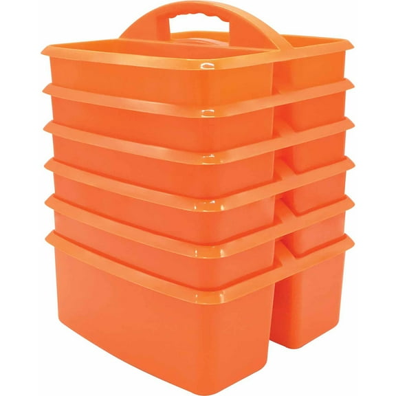 Teacher Created Resources Orange Plastic Storage Caddy, Pack of 6