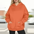 thumbnail image 2 of Htigea Womens Oversized Hoodies Fleece Pullover Sweatshirts Solid Color Casual Loose Fit Tops Cozy Kangaroo Pocket Sweatshirt Orange S, 2 of 6