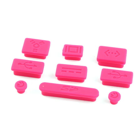 Silicone Protection Notebook Anti Dust Plug Set Fuchsia 9 in 1 for Macbook (Best Protection For Macbook Pro)