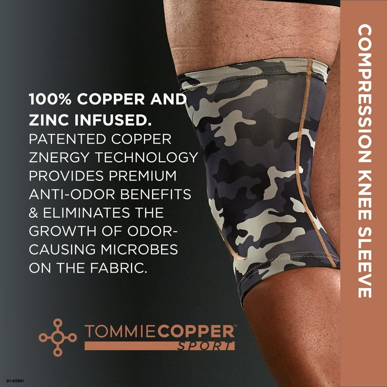 Tommie Copper Sport Compression Knee Sleeve, Grey Camo, Small/Medium, 1  Count per Pack
