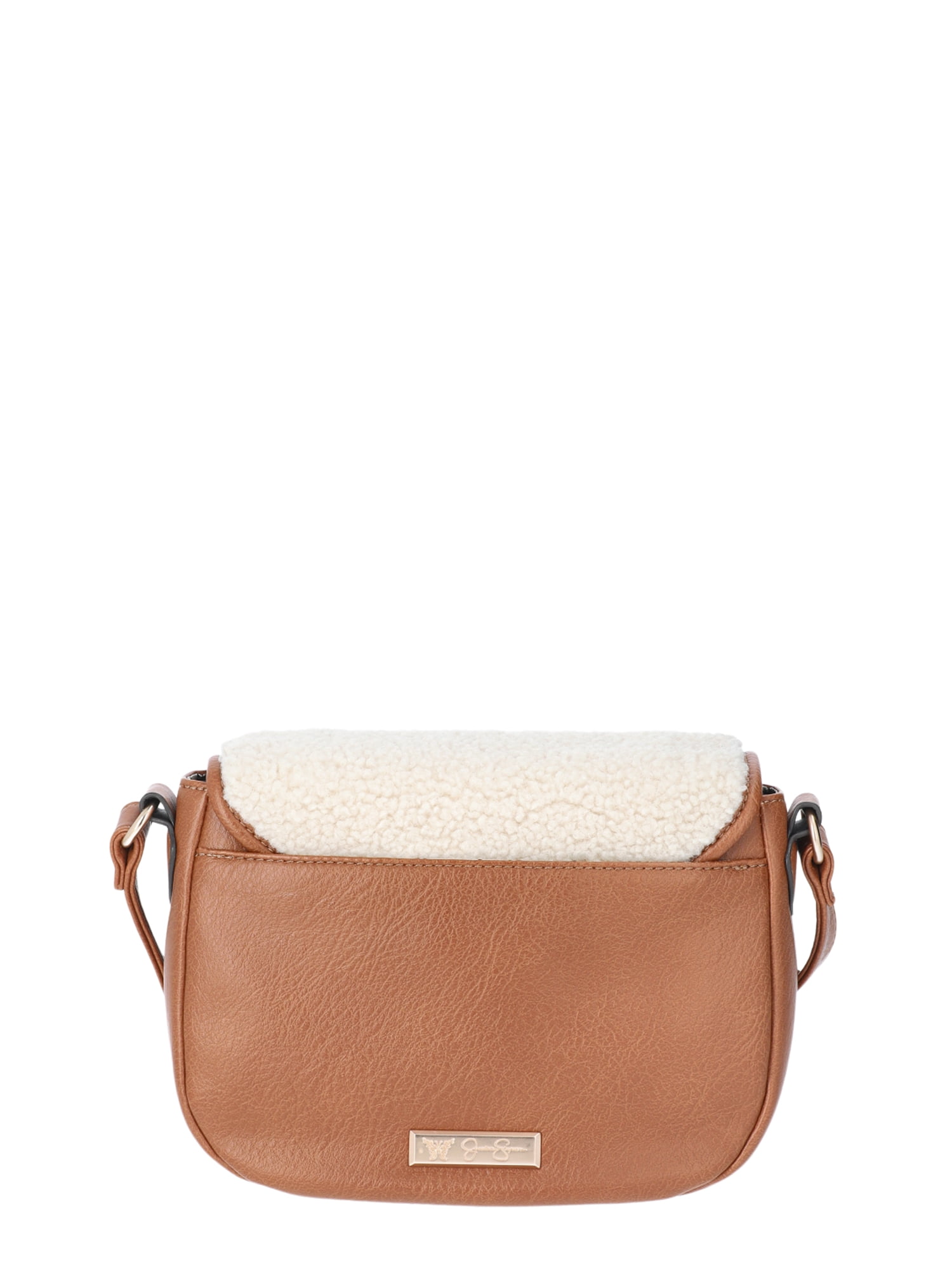 Jessica Simpson Woman's Jessie Crossbody Handbag, Cognac & Faux Shearling
