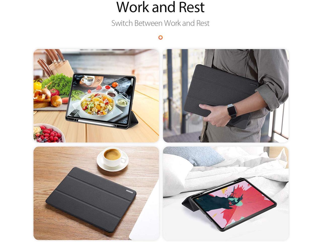Slim Smart Case for iPad Pro 12.9 2022 2021 2020 6th 5th 4th Generation Support Apple Pencil Charging Soft TPU Protective Stand Cover