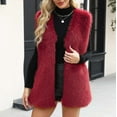 thumbnail image 2 of wdsxpo Winter Jackets for Women Faux Fur Casual Open Front Long Vest Coat Trendy Fluffy Warm Shaggy Furry Sleeveless Jackets, 2 of 7