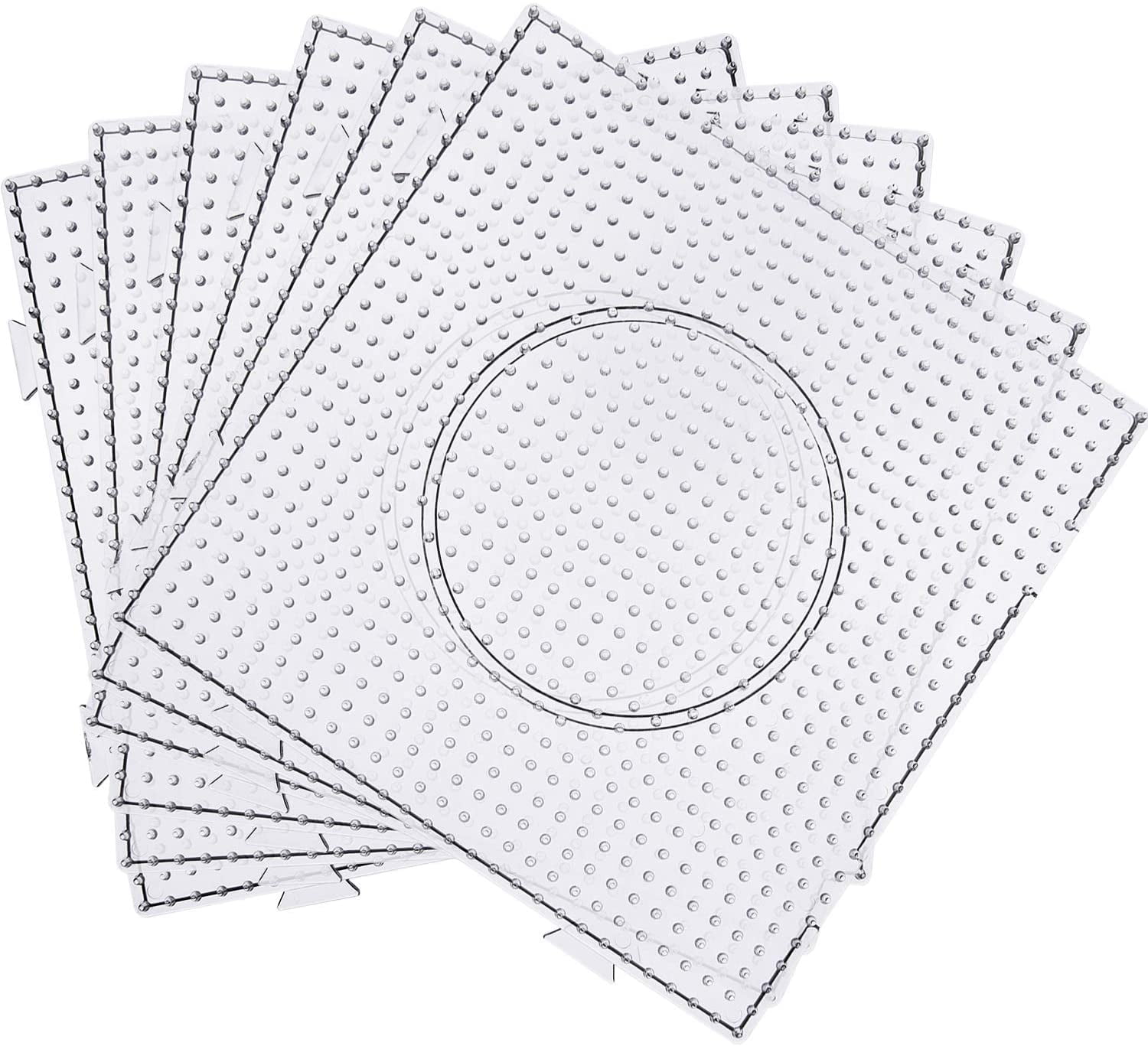 5.8 x 5.8 in Fuse Beads Pegboards 5mm Large Square Clear Plastic Pegboards 6 Pcs for Kids Craft Beads