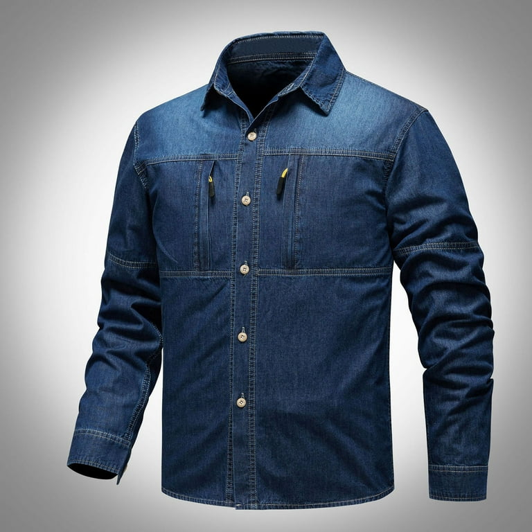Men's Denim Jacket Classic Long Sleeve Casual Shirt Style