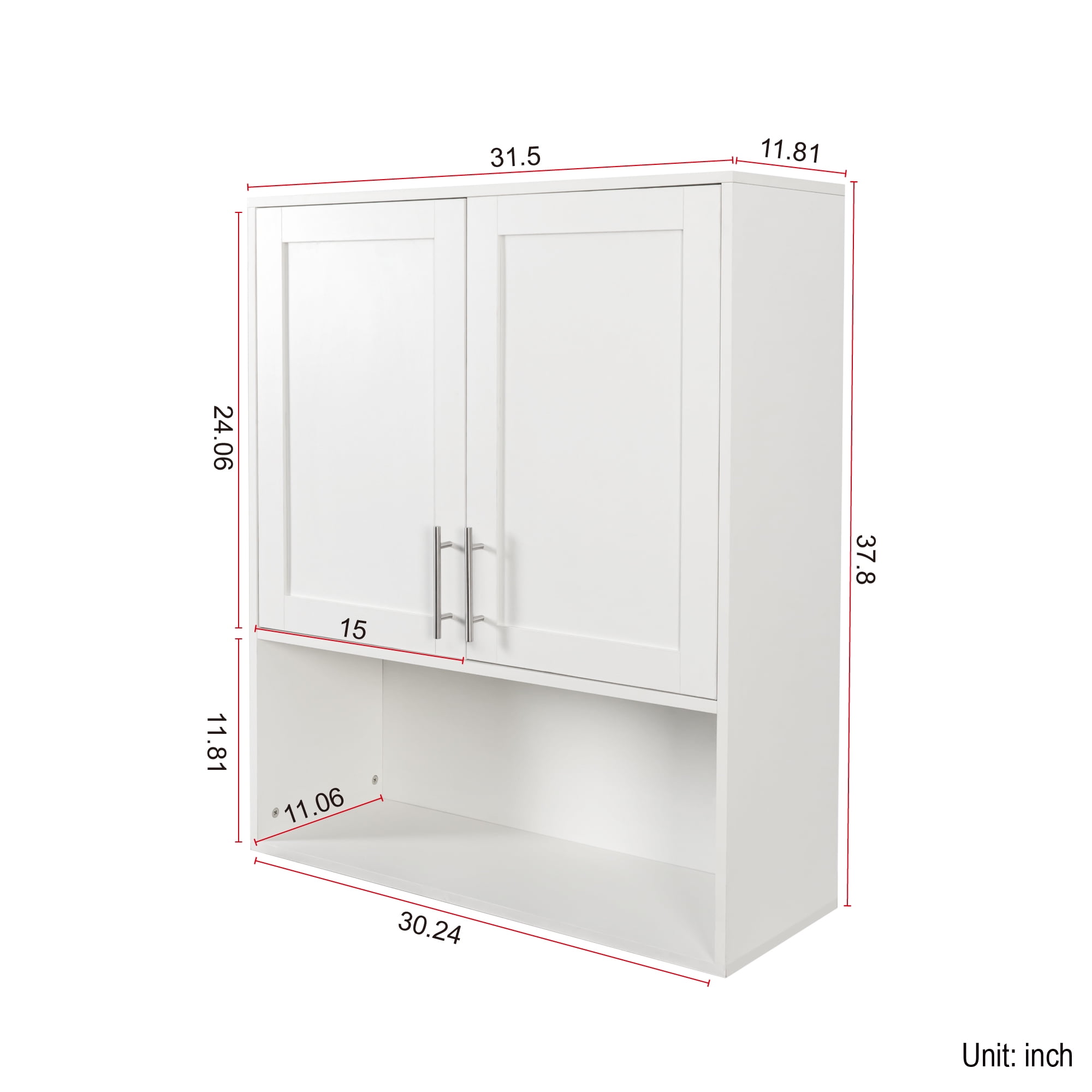 Mintazer Bathroom Wall Cabinet with Adjustable Shelves, Vanity Mirror Storage Cabinet with Open Shelf & Facial Tissues Slots, White