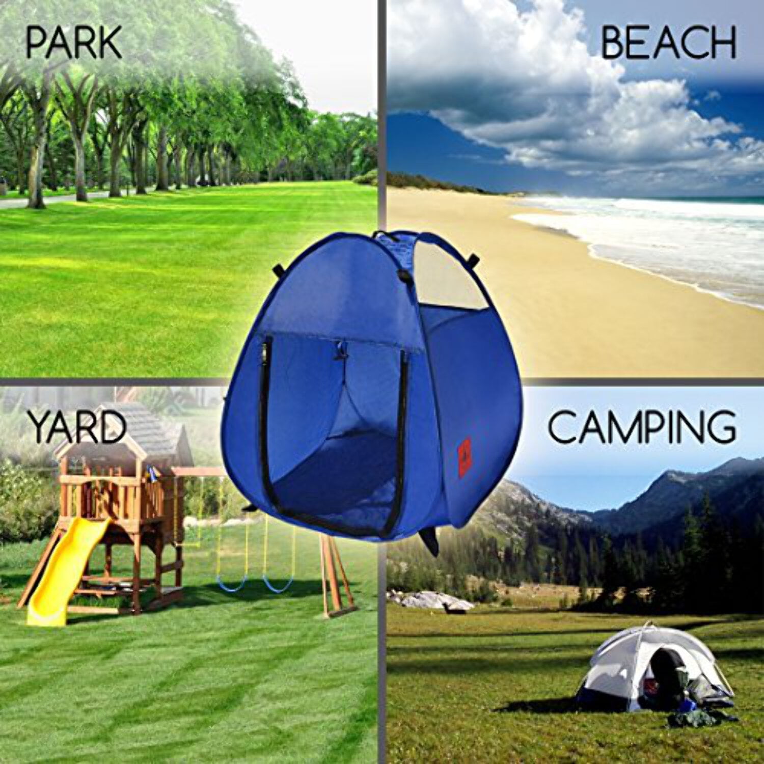 MyDeal Products Pop Up Pet House in a Bag for Portable Play Pen or Kennel Tent with 3 Net Windows and Zipper Door for Shade, Shelter and Safety Perfect for Dog, Cat, Rabbit + More!