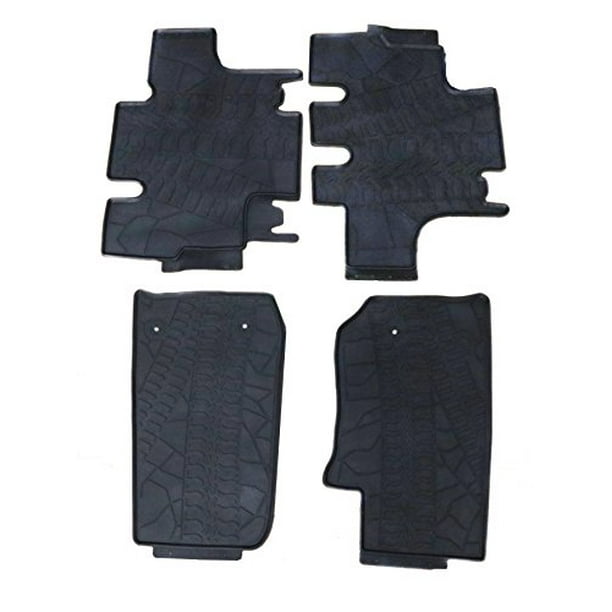 Black Rubber Floor Mats for 20072016 Jeep Wrangler JK Unlimited 4 Door
