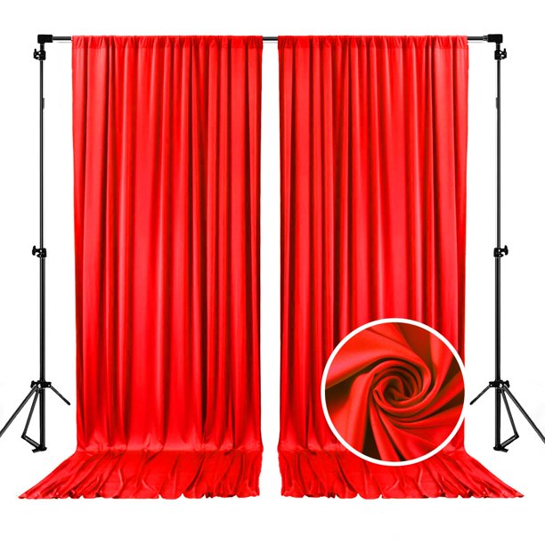Cortinas de fondo ZEBMOON, 150 x 300 cm, color rojo satinado, 2 paneles
