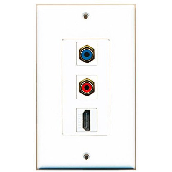 RiteAV - 1 Port HDMI and 1 Port RCA Red and 1 Port RCA Blue Decorative Wall Plate Decorative