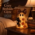 thumbnail image 3 of Lighted Vintage Patchwork Ghost, Led Lighted Vintage Patchwork Ghost with Black Cat, LED Glowing Halloween Figurine, Rustic Fall Figurine Decoration for Mantel Shelf Entryway Porch, A, 3 of 8