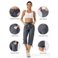 thumbnail image 5 of Women's Cargo Capris Hiking Pants Lightweight Quick Dry Outdoor Athletic Travel Casual Loose Comfy Cute Pockets Dark Grey S, 5 of 7