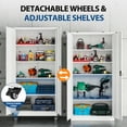 thumbnail image 6 of Fesbos Metal Storage Cabinet, 73" H Tall Steel Tool Cabinets with Wheels Lockable Doors and Adjustable Shelve, White Garage Cabinet for Home,Kitchen, School, Office, 6 of 11
