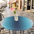 thumbnail image 6 of Blue Teal Grey Ombre Round Tablecloth for 36-44 Inch Tables,Fitted Table Cover with Elastic Edge,Farmhouse Gradient Minimalist Waterproof Outdoor Table Cloth Protector for Patio Garden Dinner Picnic, 6 of 9