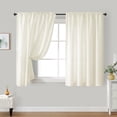 thumbnail image 2 of AIR-Non-See-Through Cream Yellow Privacy Sheer Curtains 52 X 45 Inches Long 2 Panels Light Yellow Semi Sheer Curtains Light Filtering Window Curtains Drapes for Bedroom Living Room, 2 of 4