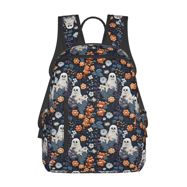 Disketp Cute ghost in the flowers Mochila Ligera e Impermeable, Mochila de Día Resistente para Viajes, Senderismo y Uso Diario para Hombre y Mujer