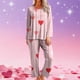 thumbnail image 1 of RKSTN Valentine's Gifts Pajamas Set for Women Oversized Crewneck Valentine's Day Loves Heart Graphic Printed Loungewear Matching Set Womens Casual Loose Long Sleeve T Shirt and Pjs Pant 2 Piece Set, 1 of 6