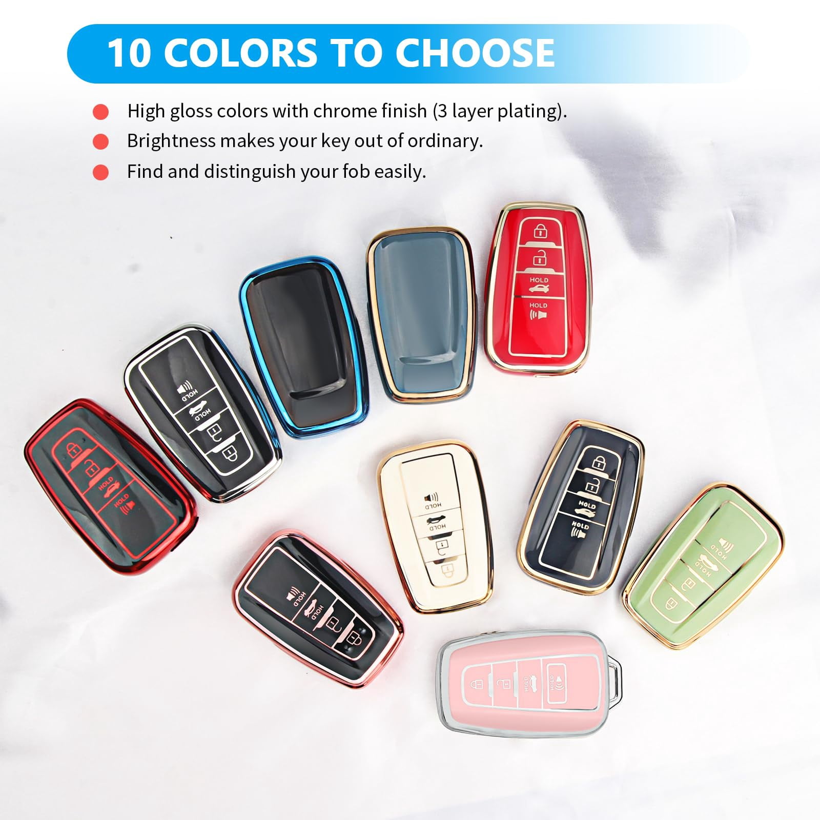 for Toyota Key Fob Cover,  Key Fob Case for 2025 Camry, 2021-2025 Venza, Grand Highlander Hilux, Fortuner, 2022-2025 Tundra Tacoma Remote Key