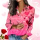 thumbnail image 1 of TaTaai Womens Valentines Day Blouse Long Sleeve Satin Print Button Down Shirt Lapel Collar Silky Loose Fit Spring Wear Gift, 1 of 7