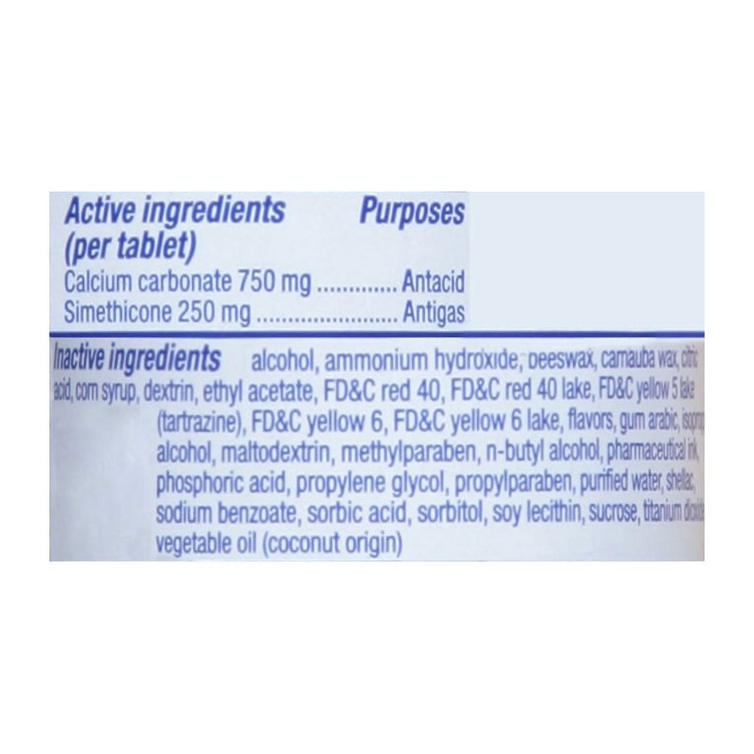 Gas-X Total Relief Chewable Tablets with Maximum Strength Gas Relief Simethicone 250 mg and Heartburn Relief Calcium Carbonate 750 mg, Mixed Berries - 30 Count