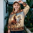 thumbnail image 2 of Uorisanigo Girls Half Zip Sweatshirt Quarter Zipper Cropped Sweatshirt Soft and Comfortable Athletic Pullover Tops Lightweight Western Horse Aztec Hoodies No Hood, Size 11-12, 2 of 7