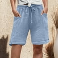 thumbnail image 4 of adviicd Womens Plus Size Shorts Casual Elastic Waist Drawstring Comfy Lightweight Quick Dry Summer Shorts with Pockets Blue, M, 4 of 8