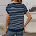 thumbnail image 4 of QUNYINEY Casual Tee Shirts Womens Short Sleeve Crew Neck Striped Tops Slim Pullover Cotton Shirts, 4 of 7