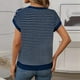 thumbnail image 4 of mfyjkho Tops Para Mujer, Blusas De Cuello Redondo Y Manga Corta Con Cremallera A Rayas Para Mujer Tops De Tallas Grandes S, 4 of 7