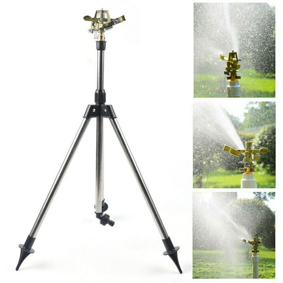 10-15m 360° Impact Lawn Sprinkler, Easy Move Adjustable Tripod