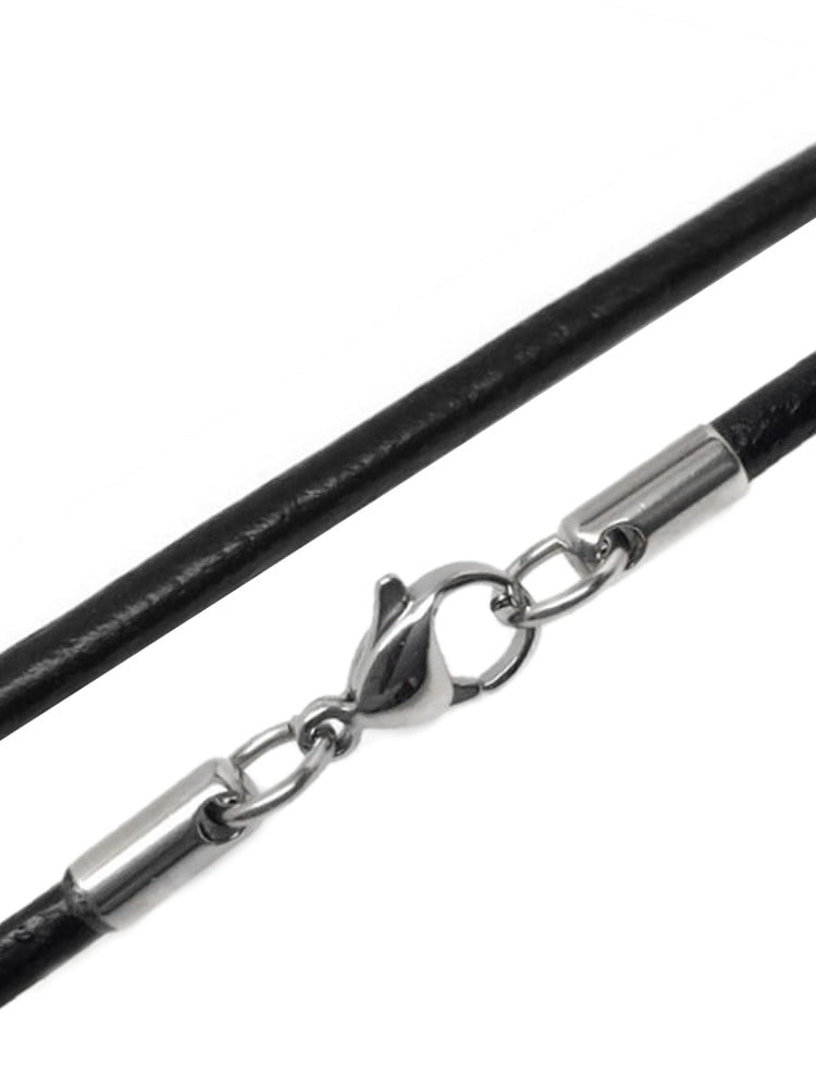 BLACK 3MM REAL LEATHER   NECKLACE CORD STRING WITH LOBSTER CLASP 12-30 INCHES 
