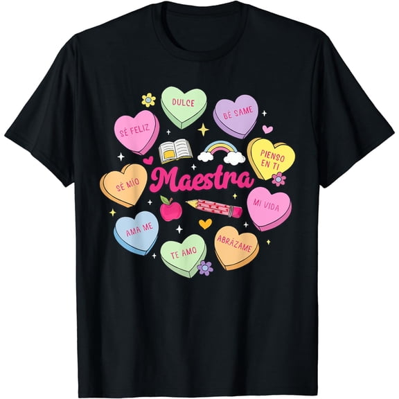 Conversation Maestra Bilingue Spanish Teacher Valentine T-Shirt