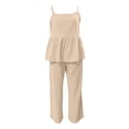 thumbnail image 4 of Tween Back To School Clothes 12 Girls 2 Piece Outfit Sets Short Cap Sleeve Crewneck Top Drawstring Straight Leg Pant Pocket Lightweight Clothes, 4 of 4