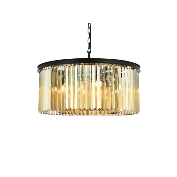Sydney 8 light Matte Black Chandelier Golden Teak (Smoky) Royal Cut Crystal